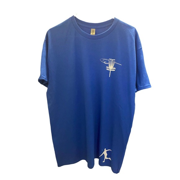 Disc Golf Double Basket Shirt Double Sided L Graphic T-Shirt Gildan Royal Blue - Picture 5 of 12